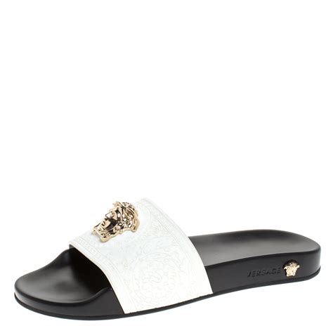 white versace slides|Versace medusa slides.